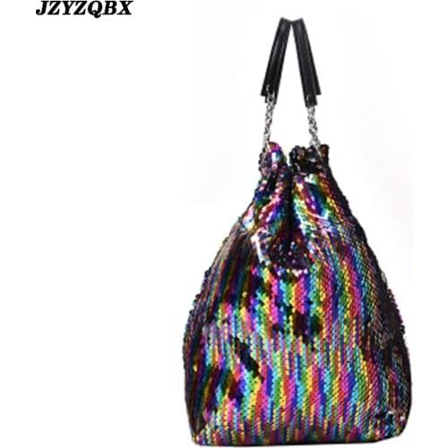 JZYZQBX bags for women 2020 Shoulder messenger fashion Sequins hand bag Shoulder bag with chain drawstring Shiny Womens wallet