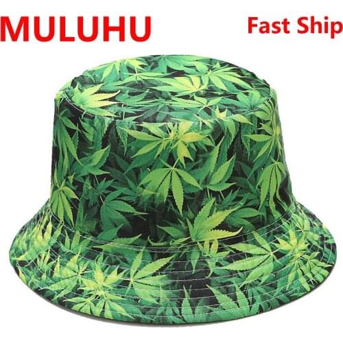Emmer Hoed Maple Leaf Pattern Men Women Cotton Double-Sided Cap Summer Panama Fashion Fold Sun Fishing Fisherman Hats Chapeau