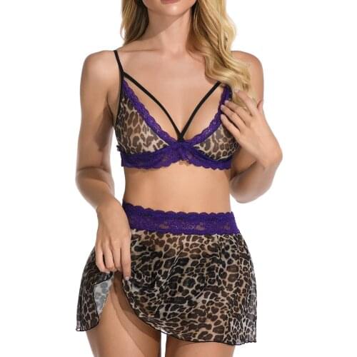 Leopard Lingerie Bra Set Women Sexy Bra and party set Underwire Lingerie Set Sexy Animal Print Bra Set String Wholesal