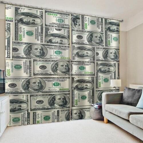 Beautiful Photo Fashion Customized 3D Curtains banknote curtains Thickened blackout curtains