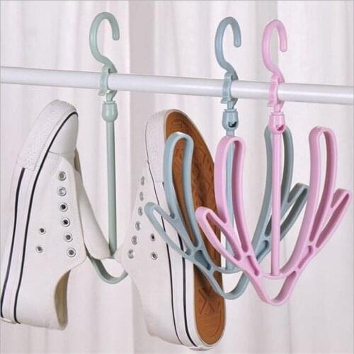 Creative Windproof Double Hook Balcony Shoe Rack Multifunctional Hook for Hanging Drying Shoe Organizer and Storage