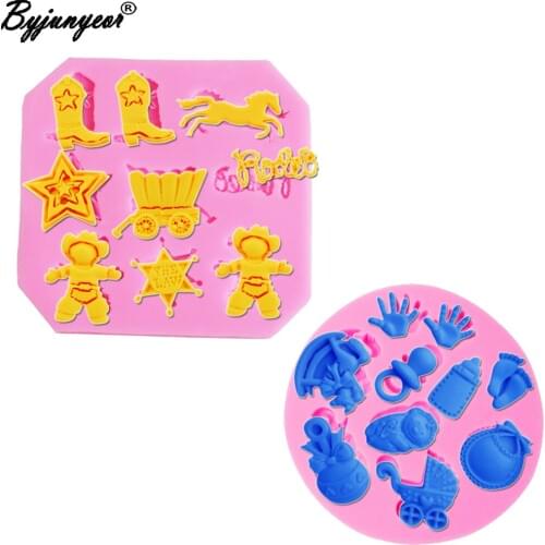 M2022 3D Cute Baby Shower Party Fondant Cake Candy Pastry Decorating Silicone Molds Baking Cooking Tools