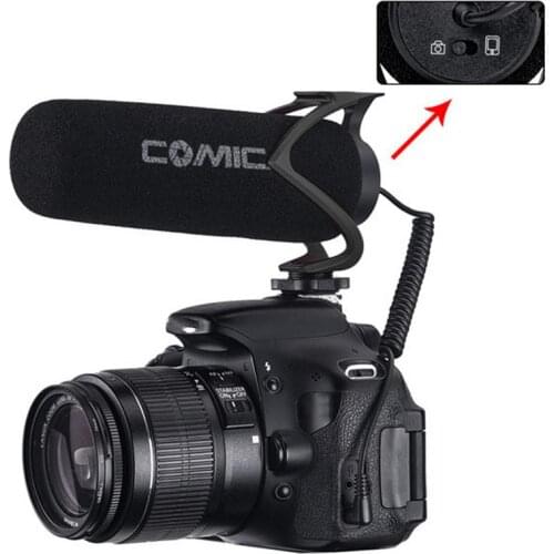 Comica Cvm-V30 Lite Microphone with Super-Cardioid Polar Pattern Cold-Shoe Design Condenser Mic for Smartphone Camera Black