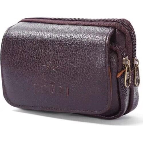 Multi-Function Change Key Packet Man Mobile Phone Waist Bag Wear Leather Belt Kraft transverse Business Waterproof Factory