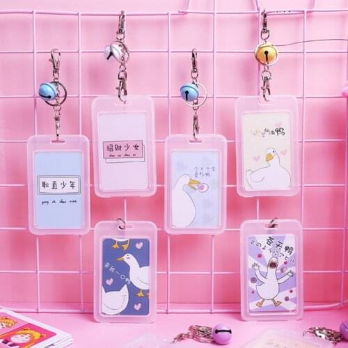 Cartoon Business Bus Bank Credit Card Cover Kawaii Cute ID Card Holder Case Transparent PVC For Student Kid Women Badge Bag Gift