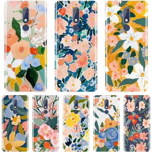 Soft Silicone Phone Case For Nokia 3.2 4.2 Aesthetic Flower Art Floral Pretty Back Cover For Nokia 7.1 6.1 5.1 3.1 2.1 Plus Case