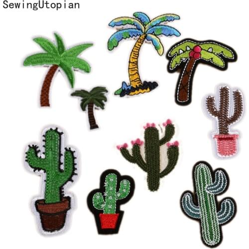 9PCS DIY Palm Tree Patch Sticker for Clothes Embroidery Patch Heart Ironing Applique Iron on Jeans Sew Fabric Patches