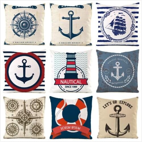 45cm*45cm Nautical signs and buoy starfish imitated silk fabric throw pillow covers couch cushion cover home decorative pillows
