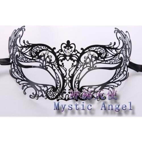 New Party Masquerade Glamorous Mask Halloween Carnival Black High Quality Metal Mask 1pcs