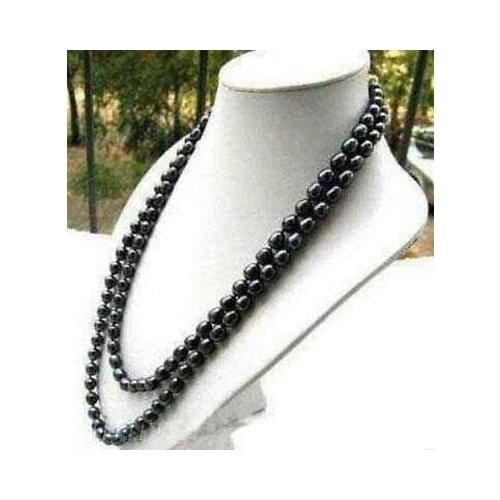 NEW Natural 50" 9-10MM Black Akoya Cultured Pearl Necklace