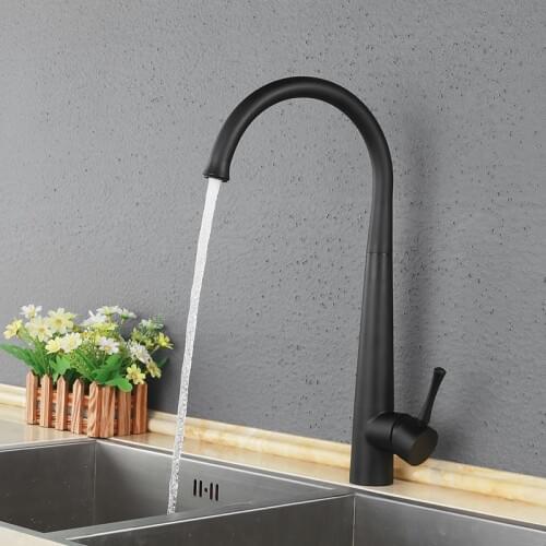 New Matte Black Best Commercial Stainless Steel Unleaded Single Handle Kitchen mixer Faucet, Hot and cold water Kitchen Faucets