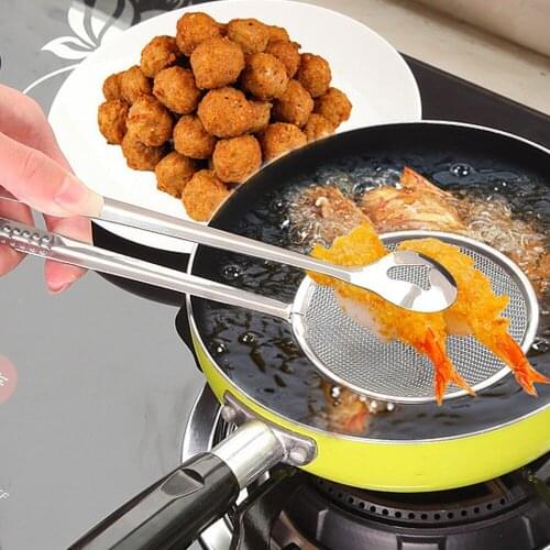 New Steel Food Clip Snack Fryer Strainer Buffet Serving Tongs Fried Tong Frying Mesh Colander Filter Oil Drainer Kitchen Gadgets