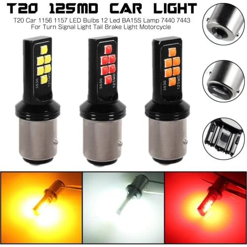 New T20 Car 1156 1157 LED Bulbs 12 Led BA15S Lamp 7440 7443 for Turn Signal Light Tail Brake Light Motorcycle Led Lights for Car