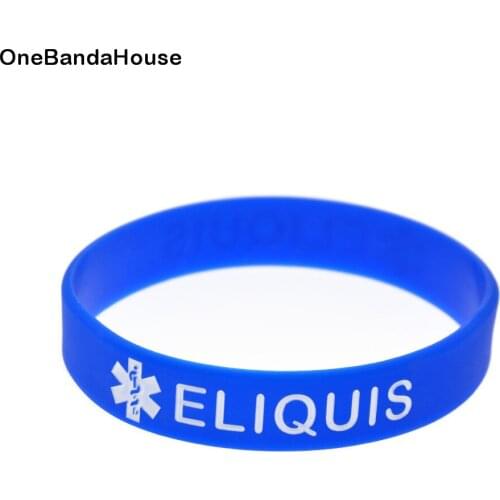OBH 50PCS Eliquis Silicone Rubber Bracelet for Emergency Debossed Logo Adult Size