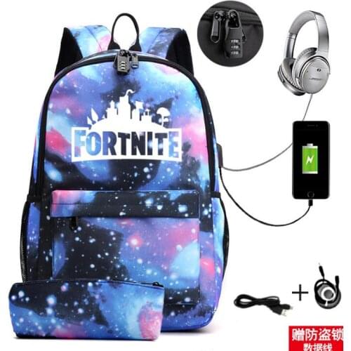 Hot Game FORTNITE Backpack Kids Cartoon Anime Schoolbags Teens Boys Girls Laptop Backpack Men Women USB Travel Rucksack Mochilas