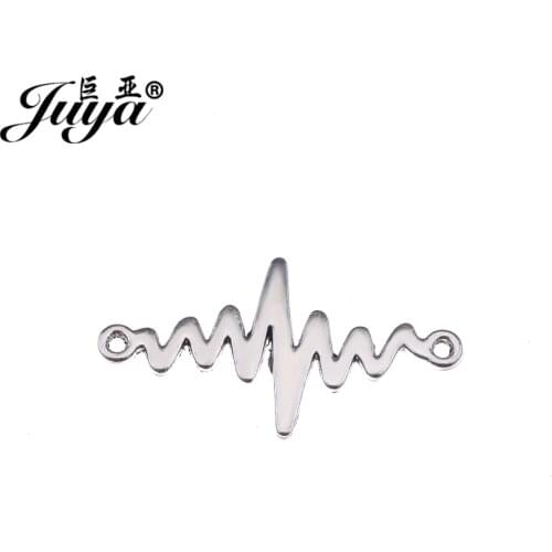 JUYA Connector for Jewelry Making DIY Handmade 34x18mm 15pcs/lot Electrocardiogram Fall In Love Gift for Couple Lovers CR0064