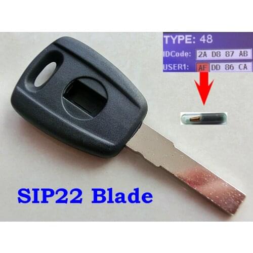 RMLKS Blue Black Replacement Transponder Key With ID48 T5 Chip Uncut Blade Fit For Fiat Bravo Punto Ducato Daily Scudo