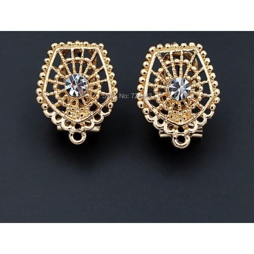 Earrings post Loop Connectors Base Paved CZ Filigree Flower Clip Stud Earrings Hooks DIY African Chile Weddings Jewelry Findings