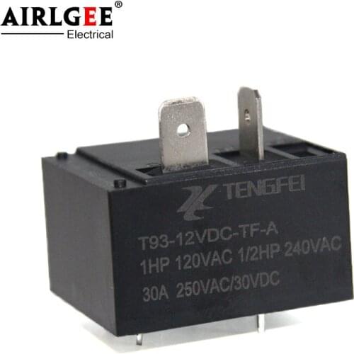 T93 DC12V 30A 4 Terminal SPST NO Miniature Power Coil Electromagnetic Relay