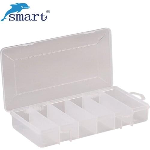 SMART Plastic Fishing Box 20.7*11*3.3cm 6 Spaces Portable Visible Lure Boxes Monolayer Interlayer Fishing Tackle Box Pesca