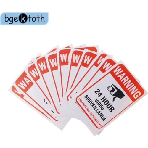 10pcs/lot Waterproof PVC CCTV Video Surveillance Security Sticker Warning Signs