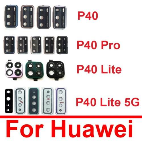 Back Rear Camera Glass Lens For Huawei P40 Pro Lite 5G Camera Holder With Glass Lens Cover Frame Replacement Repair Parts