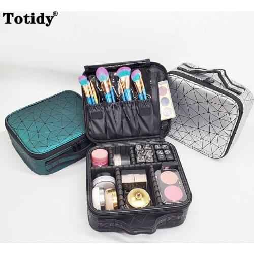 Women Portable Cosmetic Storage Box Nail Tool Makeup Organizer Leather Makeup Bag Beauty Case New Brush Organizer For Cosmetics