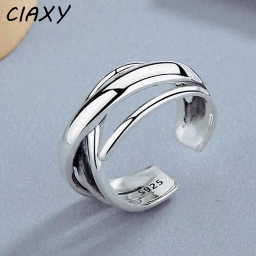 CIAXY 925 Sterling Silver Irregular Multi-layer Winding Rings for Women Exaggerated Open Ring Novelty Jewelry