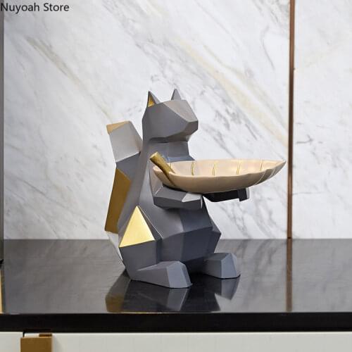 Resin Animal Storage Ornaments Geometric Shapes Abstract Squirrel Ornaments Creative Crafts Modern Home Decoration Accessories