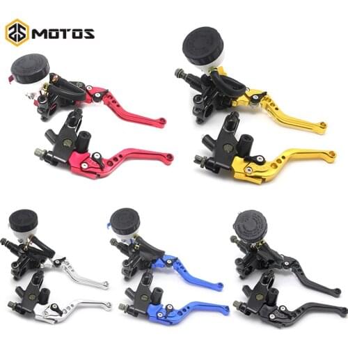 ZS MOTOS Universal CNC 22mm Motorcycle Brake Clutch Levers Master Cylinder Reservoir Set For Honda Suzuki Kawasaki Yamaha D10