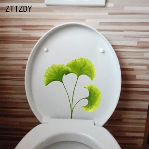 ZTTZDY 21.5×22.8CM Hand Painted Fresh Ginkgo Leaves Home Decoration Toilet WC Accessories Wall Sticker T6-0232