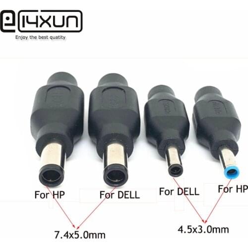 1pcs 4.5 x 3.0 mm 7.4 x 5.0 mm DC Male to 5.5 x 2.1mm DC Female Power Plug Adapter Connector with chip for DELL for HP