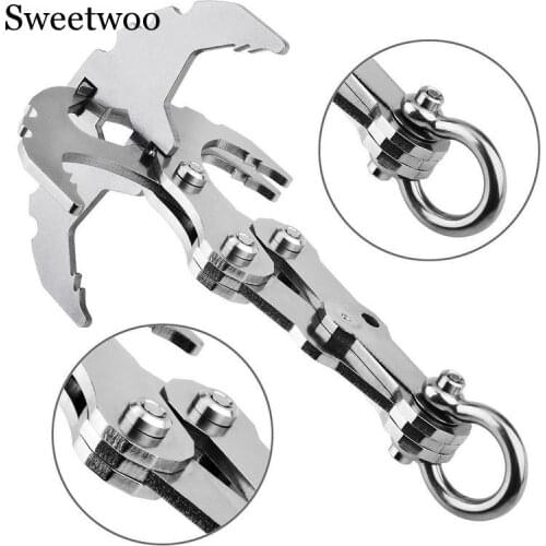 1 Pcs High Quality Carabiners Grappling Hook Climbing Equipment Climbing Rope Survival Stainless Steel Climbing Harness