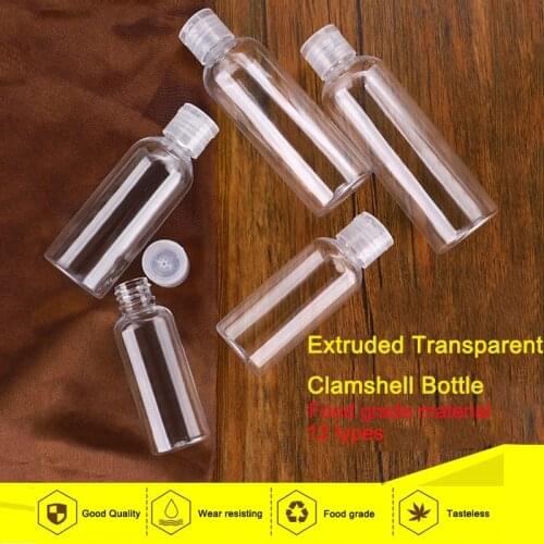 20pcs 5/10/20/30/50/60ml Squeeze Transparent Clamshell Plastic Refillable Bottles 10pcs 80/100/120/150/200/250ml Portable Travel