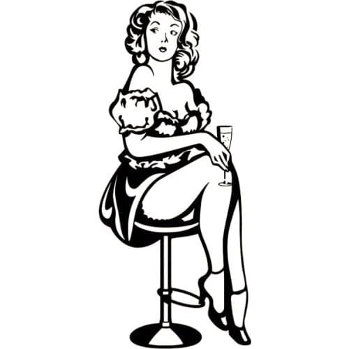 6.7*15CM Graceful Charming Girl Fashion Cool Style Car Sticker New Design Black/Silver Vinyl Decal C20-0960