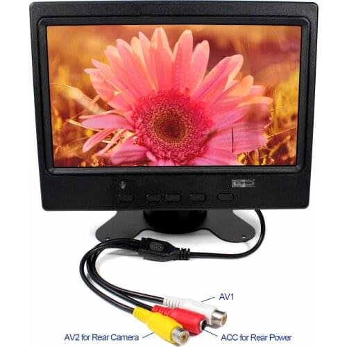 7inch 800x480 LCD Monitor HD MI+VGA+2AV Reversing with US Power Adapter