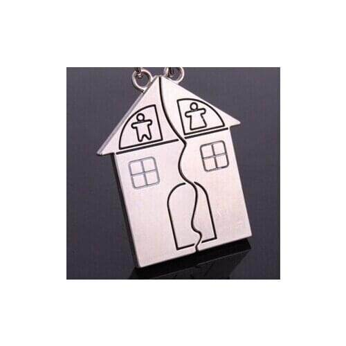 FREE SHIPPING BY DHL 200pairs/lot 2015 New Zinc Alloy House Shaped Couple Keychains Metal Novelty Keyrings for Lovers