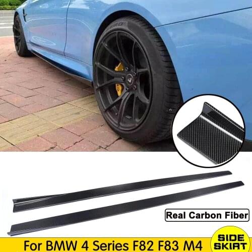 For BMW 4 Series F82 F83 M4 2014-2017 Side Skirts Body Lip Door Side Bumper Extenstions Lip Accessories Real Carbon Fiber / FRP