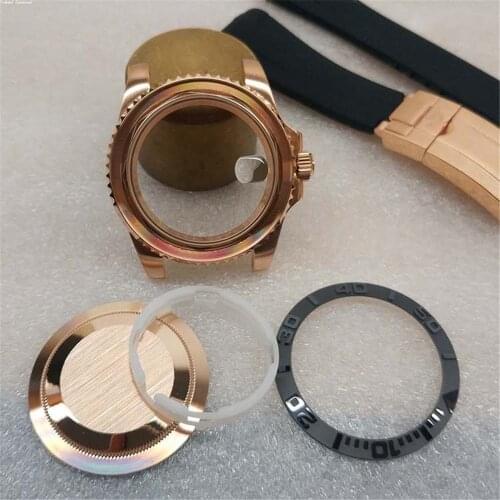 Watch Case Rose Gold Sapphire Glass For Miyoda 8215 8200 for Mingzhu 2813 for Swiss 2824 2836 Mechanical Watch Movement