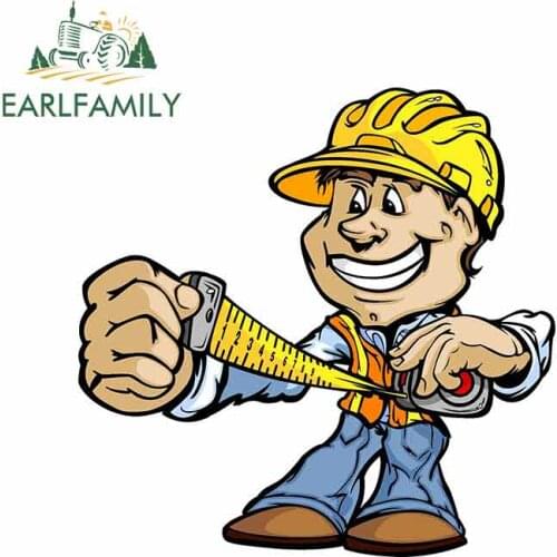 EARLFAMILY 13cm x 12.4cm For Construction Worker Personality Stickers Vinyl Car Sticker Car Accessorie Waterproof Car Decoration