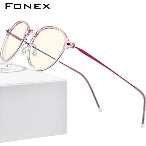 FONEX Anti Blue Light Blocking Glasses Women 2020 New Antiblue Rays Computer Eyeglasses Men FAB019 (Nylon Frame B Titanium Arm)