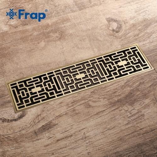 Frap Rectangular Strip Floor Drain Brass Made Stealth Shower Room Bathroom Euro Style Antique Brass Bathroom Shower 8*30 Y38071
