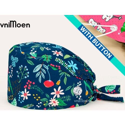 Head cap nurse medical unisex surgical caps operating room caps veterinary pet with beauty salons Eye hospital Buttons hats