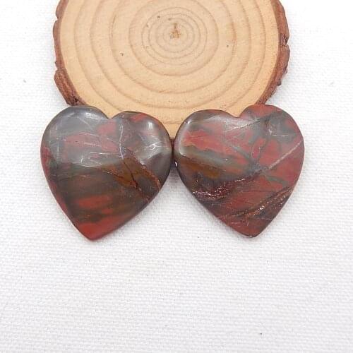 Hot Sale Multi-Color Picasso Jasper Gemstone Heart-shaped Earring Beads,35x35x5mm,19.8g