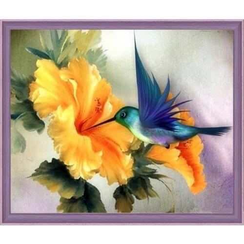 Kamy Yi Diy 5d Square Diamond Handmade Round Rhinestone Cross Stitch Hummingbird Animal Picture Home Decoration Gift