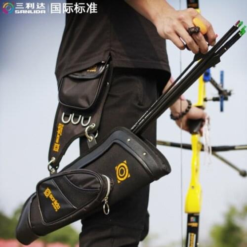 Sanlida X9 Leather Quiver Vertical Oblique Arrow Bag for Recurve/Compound Bow Archery Hunting Shooting