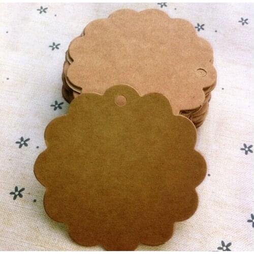 Kraft/ Black/ White 500pcs/lot Size 6*6cm Flower Blank Candy Box Hang Tag/ Price Label Paper Gift Tag