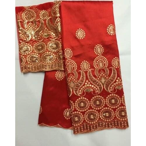 Embroidered George Lace Fabric With BLouse For India Wedding Dresses Red 2019 New Fashion Gold Line Guipure George Laces 5+2yard