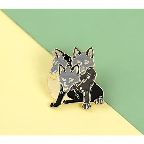 Metal Pins Three Wolves Hard Enamel Pins Cartoon Brooches Badges Lapel Clothes Bag Pins Halloween Jewelry Gifts For Friend
