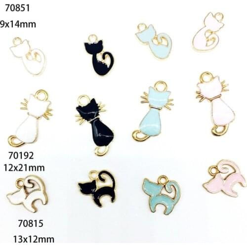 20pcs/Lot Metal Enamel Charms Cute Cat Diy Jewelry Charm Pendant Earring Necklace Bracelet Charms For Jewelry Making Accessories